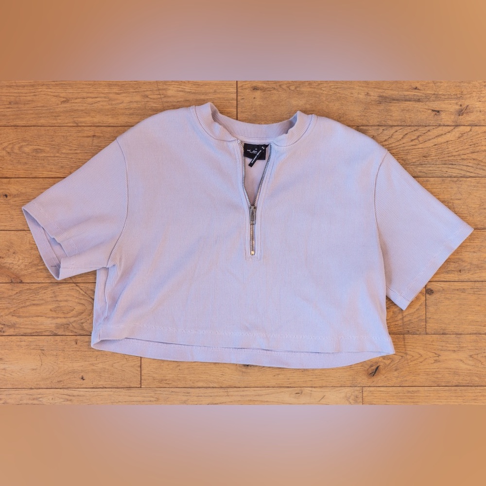 Out From Under Cropped Zip T Shirt Purple